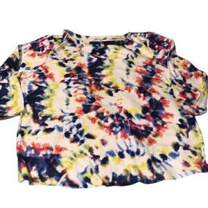 Charter Club Tie-Dye Supima Cotton Top XXL Multicolor Button Shoulder Design Wom